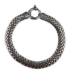 Milor Italy Mesh Weave Sterling Silver Bracelet Senorita Clasp 8.25"
